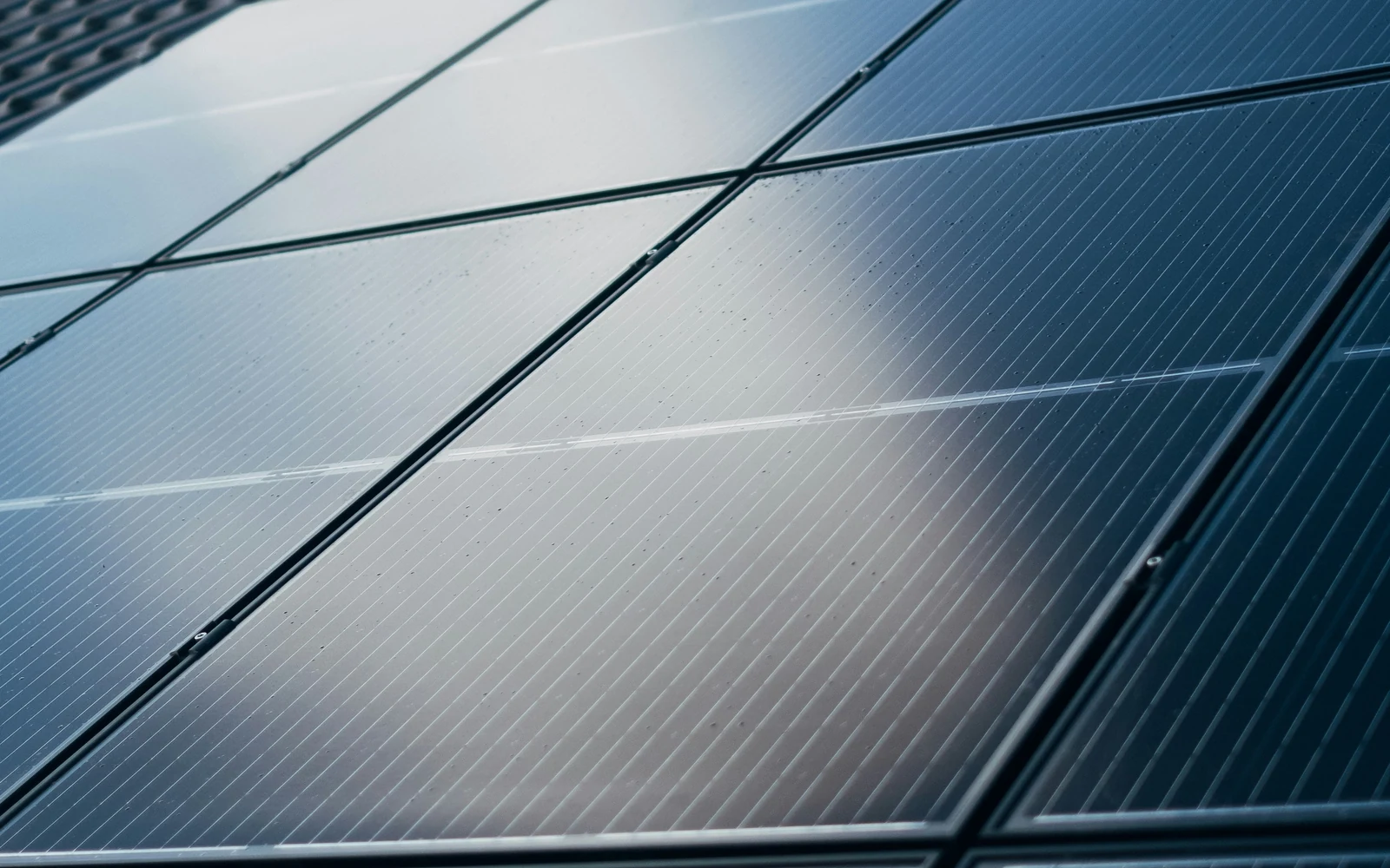 Détail d'un module photovoltaïque Gros plan sur les cellules et les joints d'un module photovoltaïque